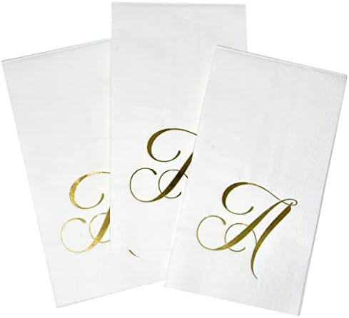 Nudários de hóspedes do Monogram de 100 Golas de Goldes Um Pacote de Papel Disponível Elegante Metálico