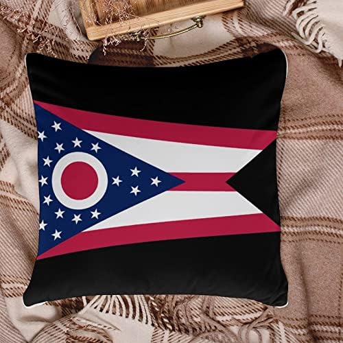 Ohio State Flag Fleece Blange Throw Cushion Travel Packable Plush Cobertores para Sofá de Cama de Escritório