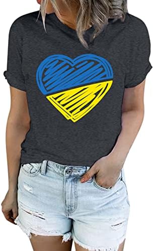 Camiseta feminina camiseta listrada de manga curta T Ucrânia de manga curta feminina Ucrânia sob lavagem