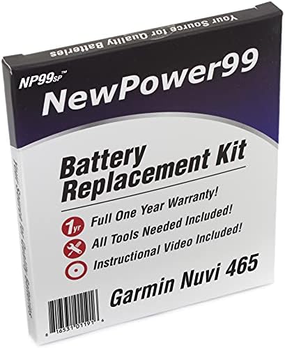Kit de substituição de bateria NewPower99 com bateria, instruções de vídeo e ferramentas para Garmin Nuvi