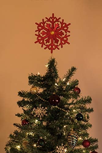 Criações inteligentes Christmas de 8 polegadas Tree Tree Topper Decoração plana de floco de neve,