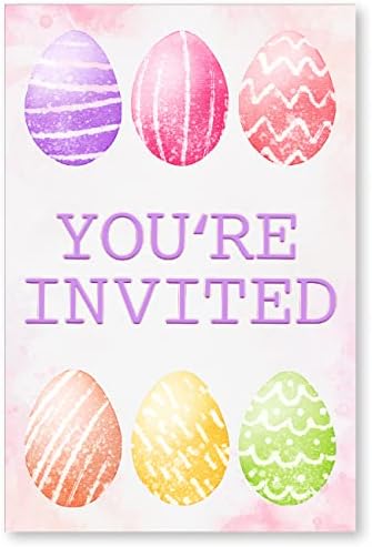 Soiceu Easter Hunt Party Invitations com envelopes Conjunto de 20 convites coloridos de festa da Páscoa Preencher