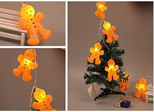 Wybfztt-188 Florma de Natal Light Xmas Gingerbread Men Luzes de cordas 1,2m/2,5m 3d Plástico