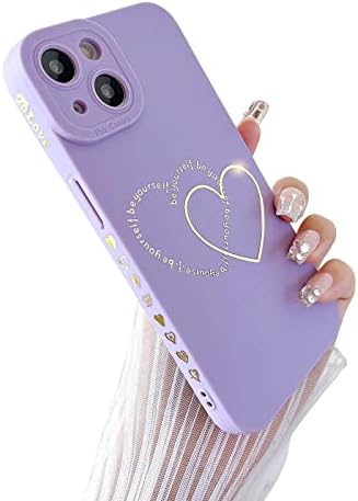 Ankofave para iPhone 13 Pro Max Case para mulheres garotas fofas, letra dourada de letra double