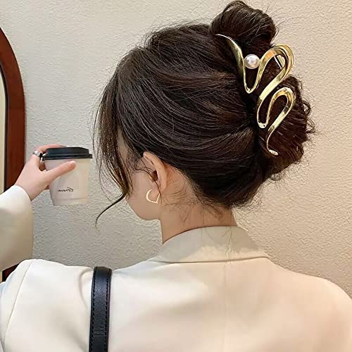 Garra de garra dourada clipes de garra de cabelos de metal ondulados Clipes de cabelo grandes