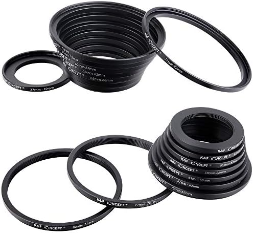 Conjunto de adaptadores de filtro de conceito K&F 18 peças, lente de câmera Kit de escalonamento