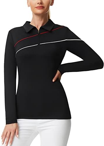 Jack Smith Women Golf Polo Camisetas Dry Fit UPF 50+ Tênis de manga comprida Tops zípem camisa atlética