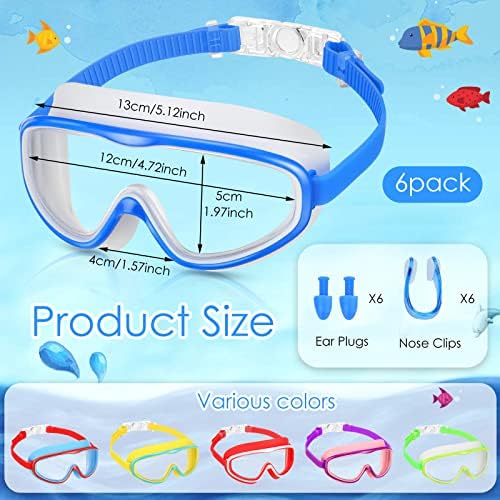 Macarrie 6 pares infantil Óculos de natação anti-nevoeiro óculos de óculos sem vazamento Crianças nando óculos