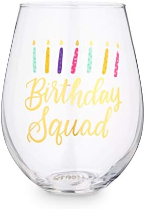 Esquadrão de aniversário de blush 30 oz copos de vinho sem haste, 1 contagem, multicolor