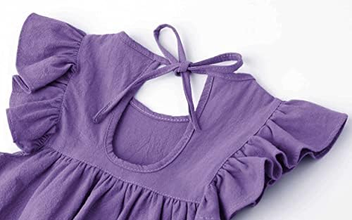 Lymanchi Toddler Girl Girl Ruffled Sleeve Dress Cotton Linen Halter Halter Kid de verão casual de verão