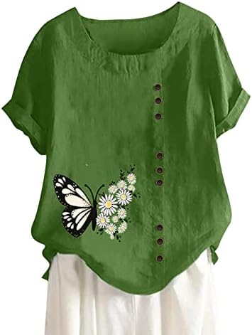 Camisetas de grandes dimensões para mulheres, estampa floral com manga curta de manga curta pescoço