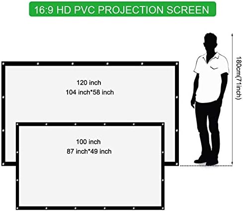 Tela dobrável do projetor 100 120 polegadas 16: 9 Tela de projeção de tecido de PVC para cinema em casa de home