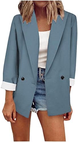 Mulheres abertas blazer front blazer lapela botão casual blazers jaquetas bolso de manga longa de manga