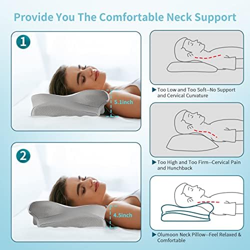 Almofadas de espuma de memória Olumoon - travesseiro de suporte do pescoço para alívio da dor, travesseiro cervical