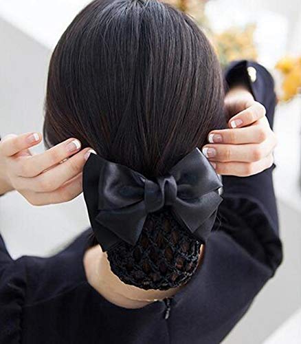 1pcs preto cetim arco barrette bowknot net clipe de cabelo de cabelo tampa de cabelo helavó decoração de