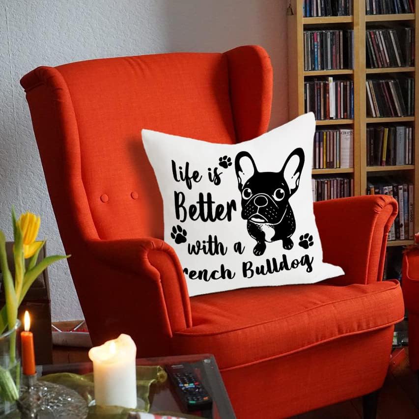Funny Quote Life é melhor com um bulldog francês Covers de travesseiro reversível decoram o quarto da sala de