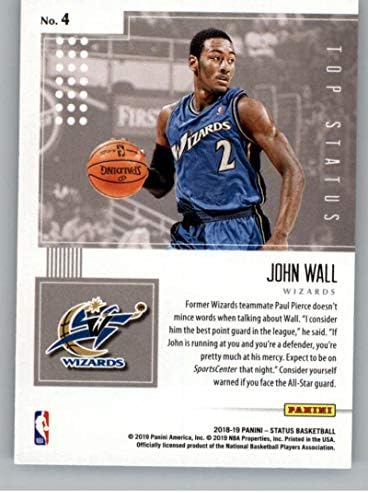 2018-19 status panini status superior nº 4 John Wall Washington Wizards NBA Basketball Trading Card
