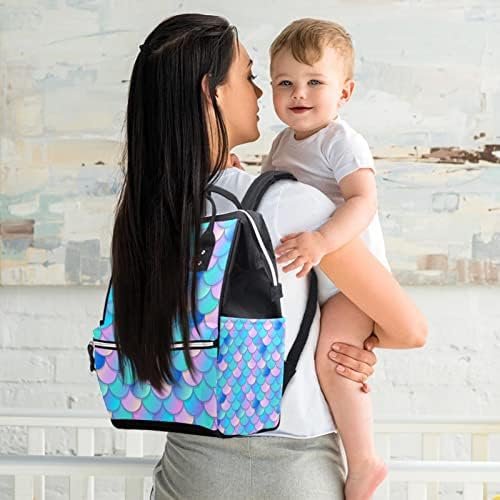 Azul rosa aquarela sereia escala Padrão Backpack Backpack Baby Nappy Changing Bags Multi Função Bolsa