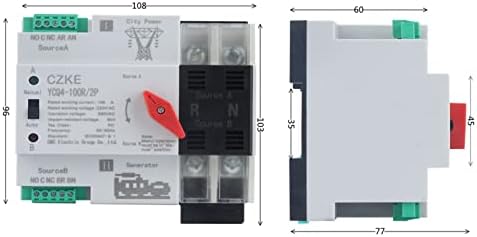 Dzhtus ycq4-100r/2p trilho unnorn fase ATS ATS 220V Dupla energia automática seletor elétrico Switches ininterruptos