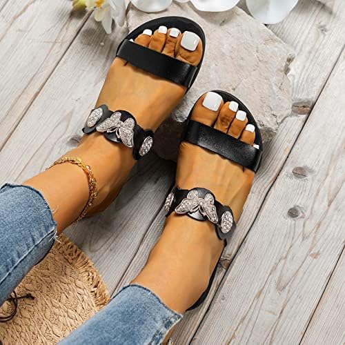 Slippers de tira dupla feminina Slip Slide Slides Sandals Sandálias Vintage Aberto do Flop Sapato de Flop
