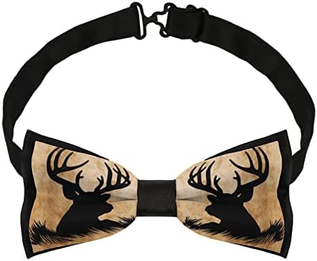 Deer Moose Silhueta de gravata borboleta masculina Ajuste pré-amarrada