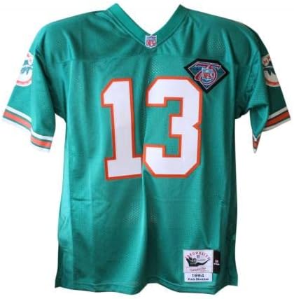Dan Marino assinou Miami Dolphins Teal L 44 Mitchell & Ness Jersey JSA 34495 - Jerseys da NFL autografada