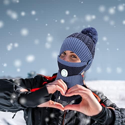 Máscara de lenço para adultos Conjunto de máscara de lã de inverno Chapéu à prova de vento Hat para chapéu de esqui