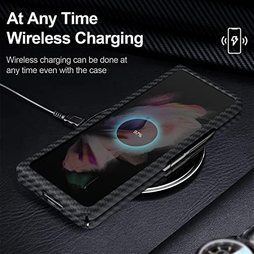 Mosike projetado para Samsung Galaxy Z Fold 3 Case, Tampa de fibra de carbono para Z Case 3 5g, Luxo Aramid Real