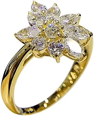 Casamento e anéis de noivado Moda Pequena ouro fresco criativo Flor Micro Conjunto de Zircon Ladies