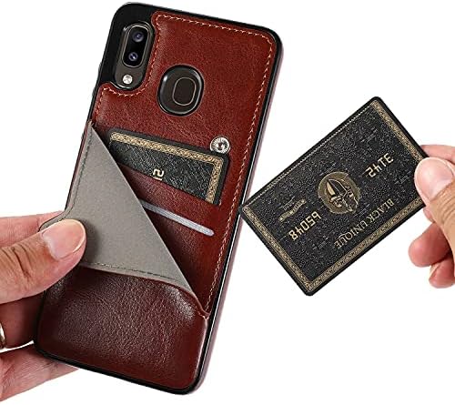 Capa de capa de telefone Compatível com a capa da carteira Samsung Galaxy A20 com suporte de cartão, botões