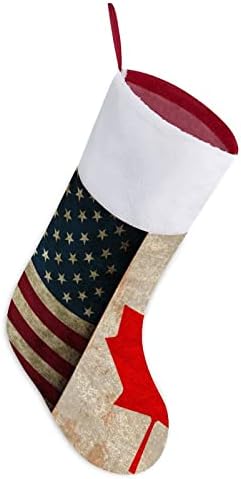 Retro America Canadá bandeira de Natal personalizada Tela de Natal Fearda Família Holding Decorações