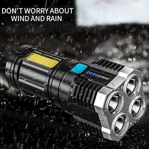 Lanternas recarregáveis ​​4 contas de lâmpada, luz flash mini EDC Bright, Ipx4 Water resistente a energia