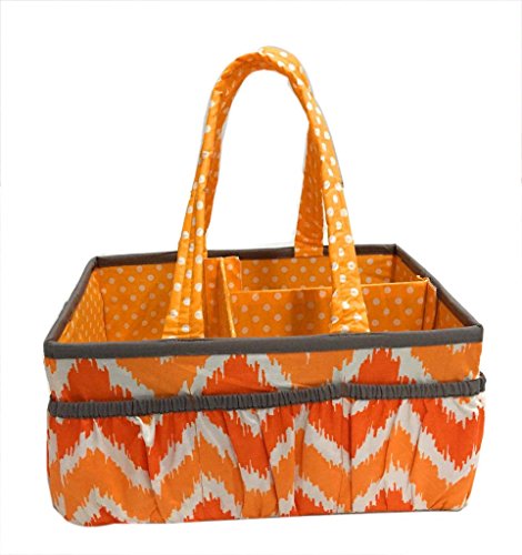 Bacati mistura e combina com o caddy de armazenamento de tecido de berçário unissex com alças, laranja