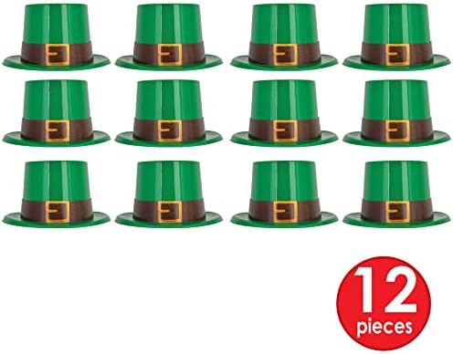 Beistle 12 peças Plástico Leprechaun Top Hats Happy St Patrick's Day Party Supplies and Favors,