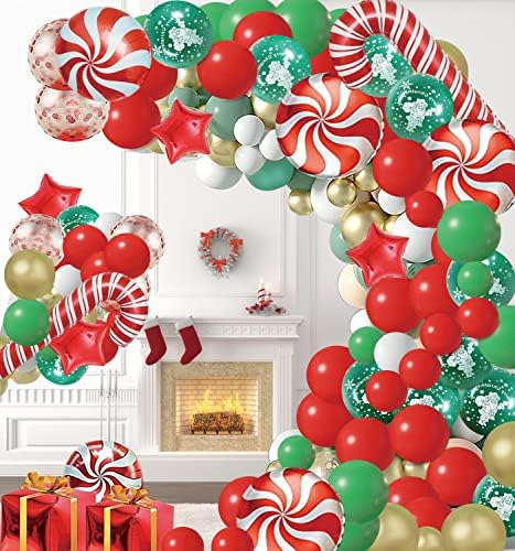 Christmas Balloon Garland Arch Kit 200pcs, Balões de Natal Balões de Balões de ouro verde vermelho Balões