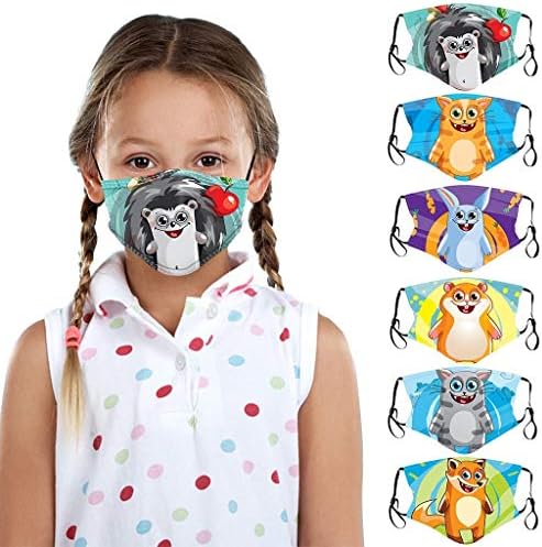 Penate 1/6pc Kids meninos meninos desenho animado animal fofo impressão ajustável Inserida Gasket algodão Facemasks