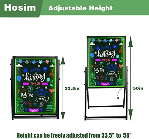 Hosim Standing A-Frame LED Message Writing Board, 32 ”x 24 Illuminated Apagável Neon Effect Restaurant