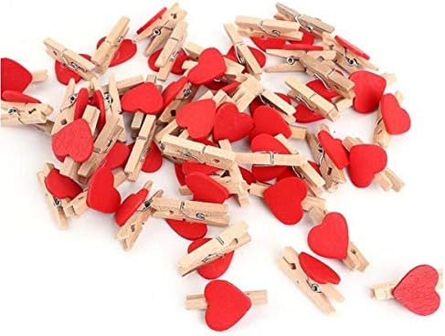 Yosoo mini clipes de artesanato em forma de madeira em forma de coração CLIPS de madeira para scrapbooking Wood