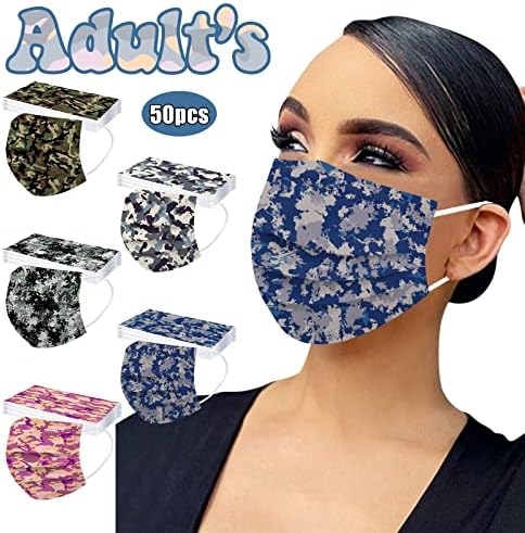 50pc camuflagem impressa face_mask 3ply Outdoor Protective Face_Mask Colorblack Disposable Face_Mask