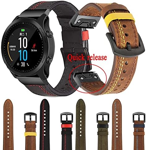 KFAA Sport Leather Watch Band Strap for Garmin Fenix ​​6x 6 Pro 5x 5 mais 3 HR 935 945 22 26mm