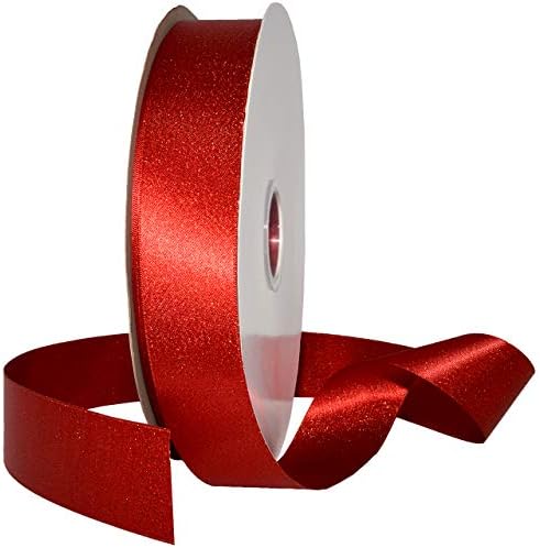 Morex Ribbon Pearl Setin Fabric, 1,5 polegadas por 100 m, Gold Glitter-Scarlet