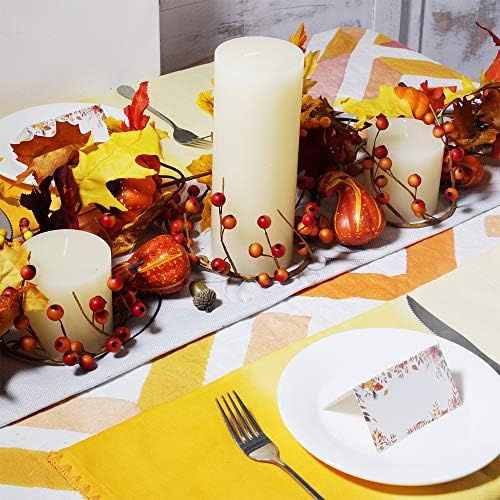 Ringos de vela de outono de 4 pacotes com bagas de laranja artificial mini berry galhigrmina grinaldas ringas