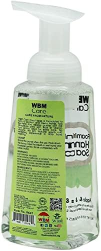 WBM Care Foming Laving, enriquecido com maçã e kiwi, hidratante e limpador, cuidados com a pele,