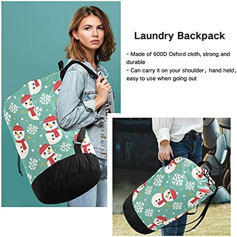 Bolsa de lavanderia de neve fofa Backpack de lavanderia pesada com alças e alças de ombro Viagem Bolsa de roupa