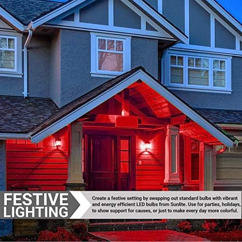 Sunlite 80148 LED A19 lâmpada colorida, 3 watts, Base média E26, não minúsculo, UL listado, decoração de festas,