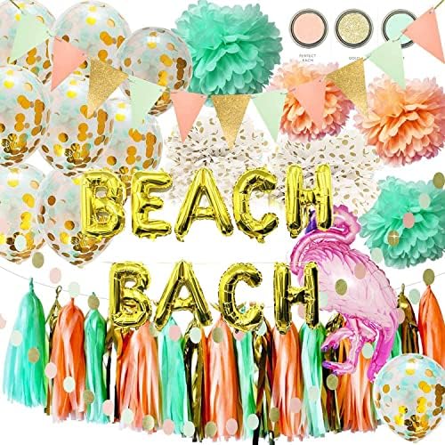 Bacharel em festa de qian decorações de festa de festa de praia tropical bach balões de menta pêssego