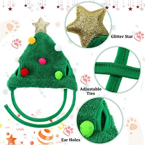 Xuniea verde Santa Capéu de cachorro Antler fantasia Chapéu de Natal para gatos Rena Puppy Cap boné Ajuste o