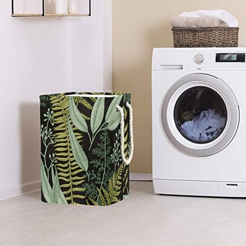 Mapolo Laundry Turme as folhas verdes vintage cesto de armazenamento de lavanderia dobrável com alças suportes