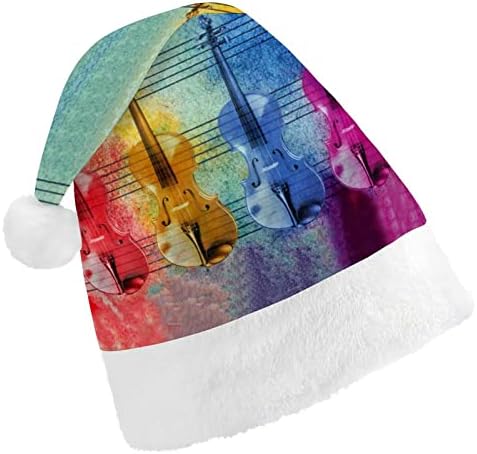 Chapéu colorido de tinta aquarela e violinos chapéu de natal chapéu de santa engraçado chapéus