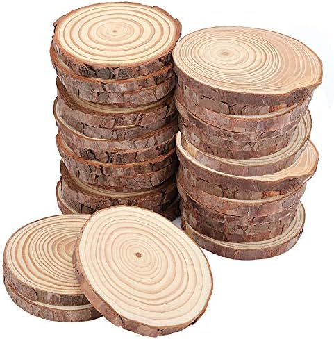 Zoenhou 40 PCs 3,5-4 polegadas de madeira naturais, círculos de madeira inacabados de espessura de 3/5
